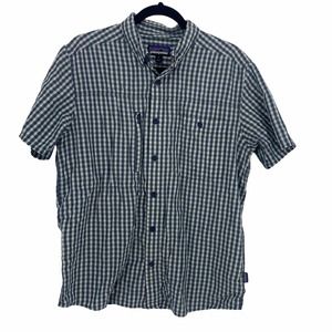Patagonia shirt Mens size medium checkered short sleeve blue white outdoor
